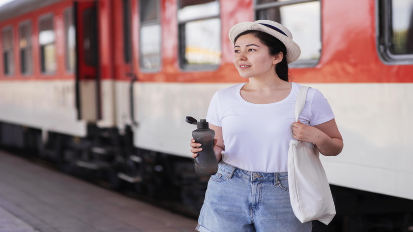 Traveller preparing to board a train in Thailand, highlighting affordable rail travel between Bangkok and Pattaya and the convenience of exploring Thailand's Eastern Seaboard by rail.